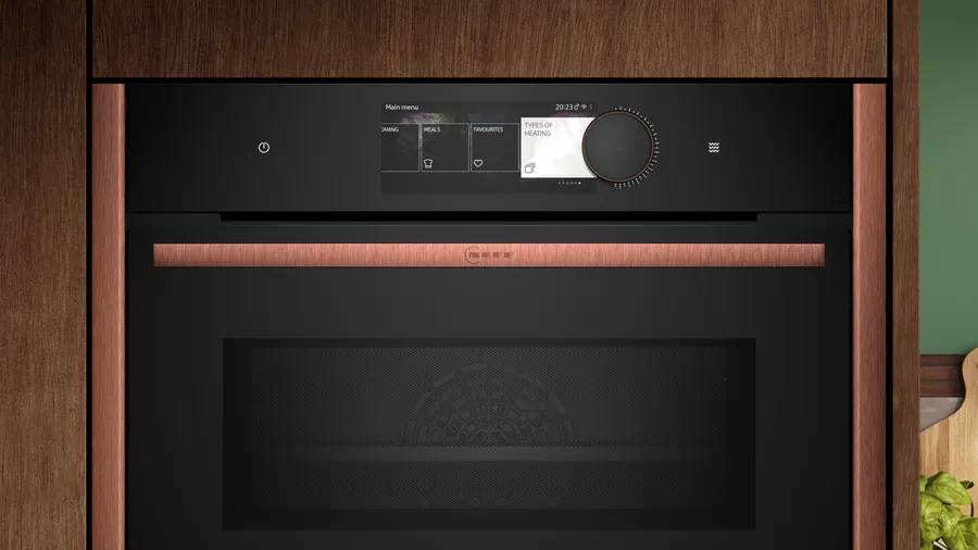 Compact 45cm ovens with Microwave Bronze trim