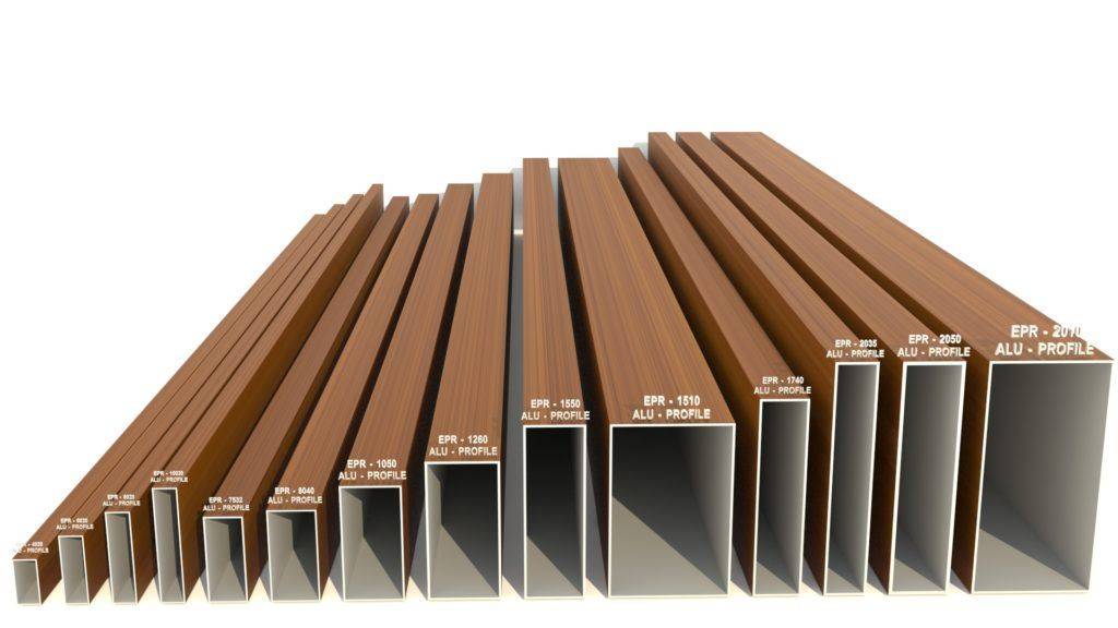 Technowood Natural Veneer Coated Aluminium Tube Profiles