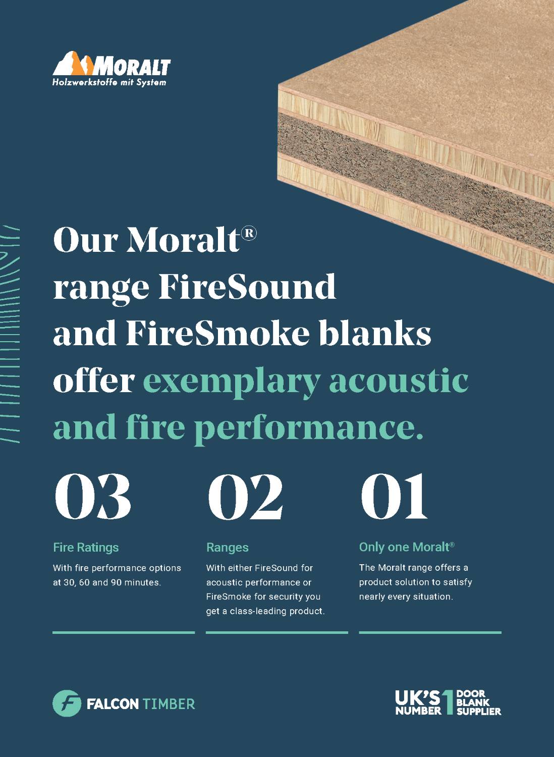 Moralt Firesound 44 mm FD30 Acoustic Fire Door - Timber Fire Door With Acoustic Rating