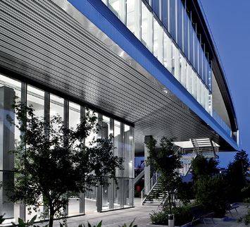 Exterior Metal Linear Open Ceilings - Exterior metal ceiling system