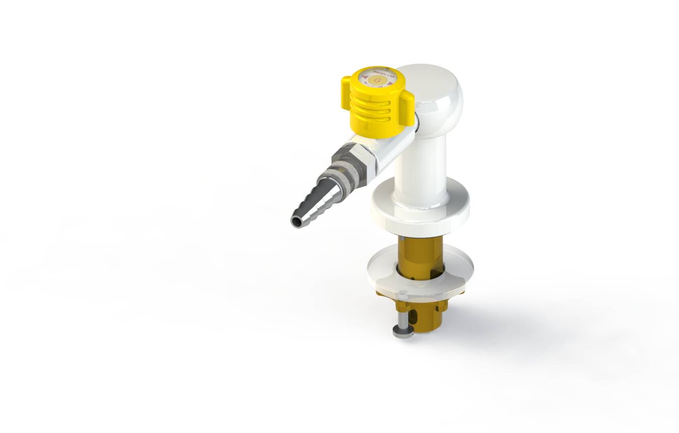 A Table Mounted Laboratory One-way Gas Tap with Quick Release Couplings