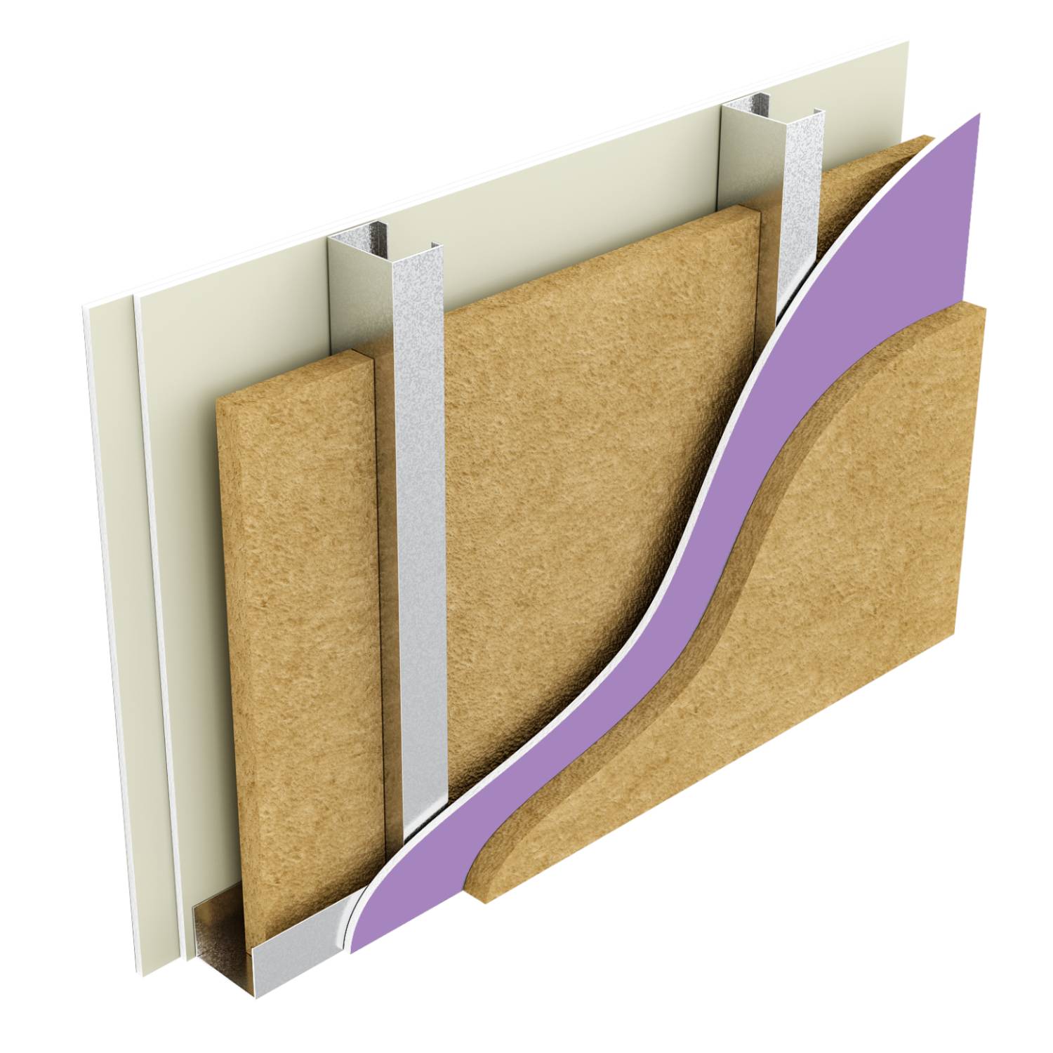 Metsec SFS Infill Wall with Weather Defence Sheathing Board, BG Internal Boards, Rockwool Duo Slab, Fire performance 120 min (Fire Board)