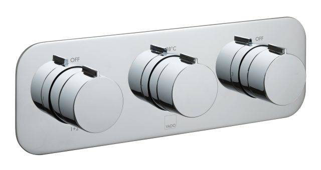 Altitude Tablet Horizontal 3 Outlet 3 Handle Thermostatic Valve with All-Flow