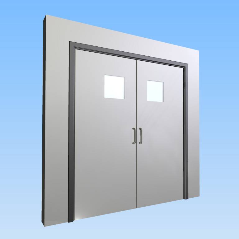 CS Acrovyn® Impact Resistant Doorset - Double leaf with type VP9 Vision Panel