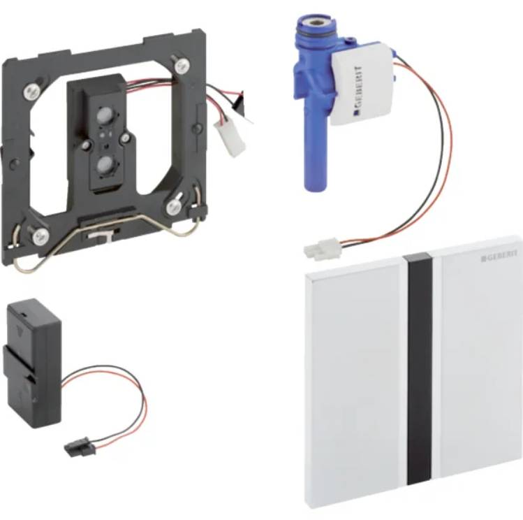 Geberit urinal flush control with electronic flush actuation, battery operation, Type 50 cover plate, square 