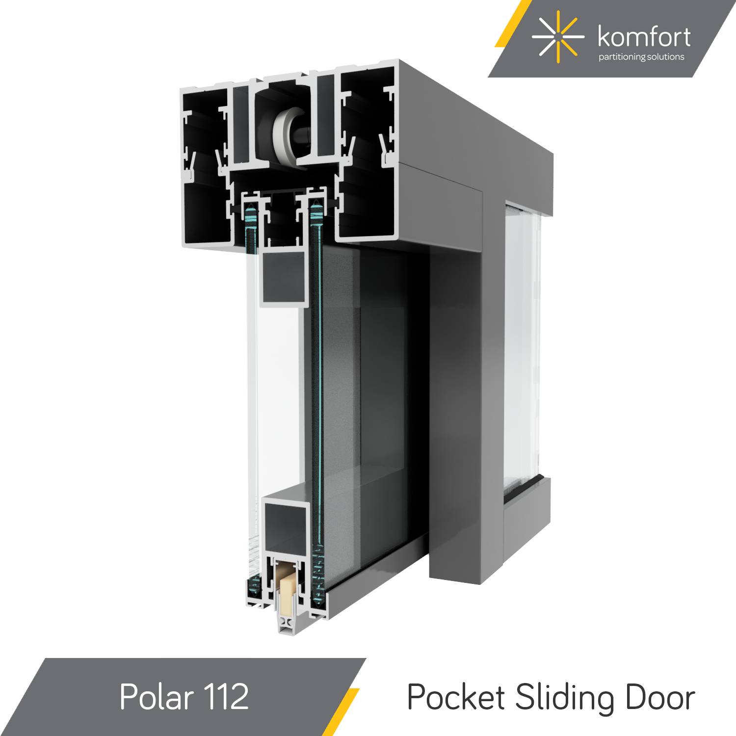 Komfort | Polar 112 | Double Glazed Partitioning with Pocket Sliding Sonik Door