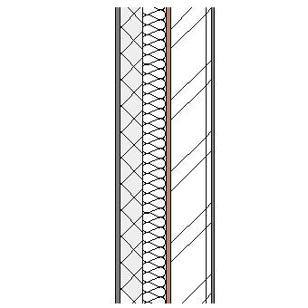 Cement rendered concrete block cavity wall with steel frame and partial fill insulation