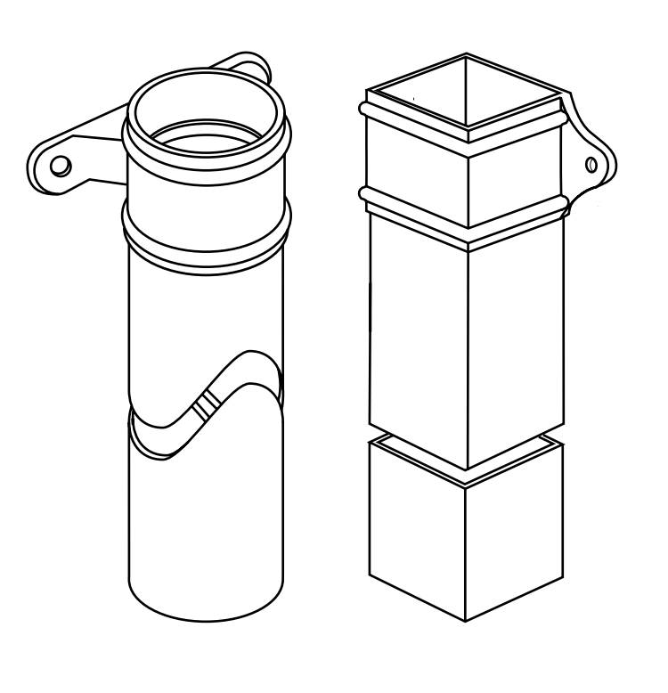 Retro Rainwater Pipes - Round, Square or Rectangular "Iron Look"