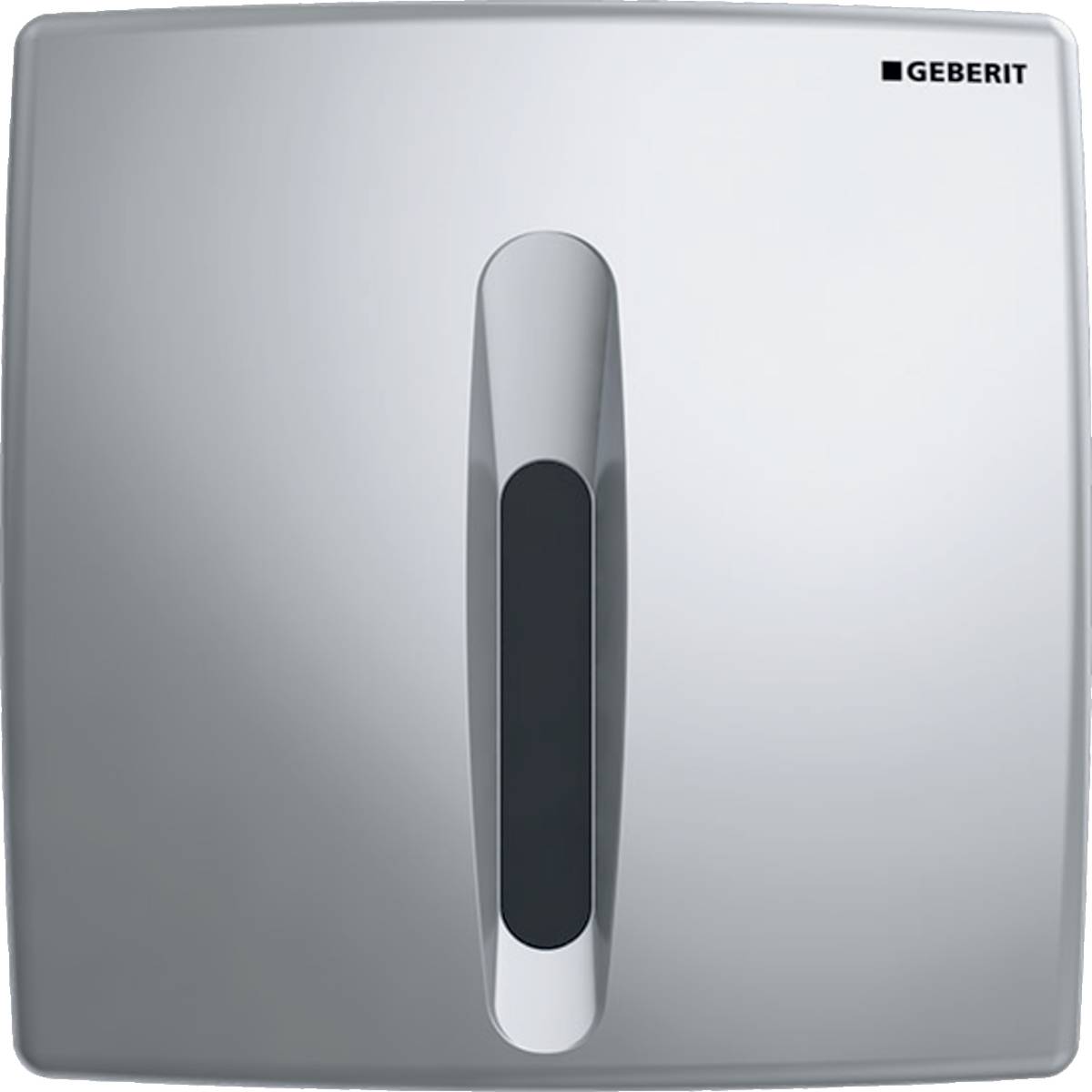 Geberit urinal flush control with electronic flush actuation, battery operation, flush plate made of plastic