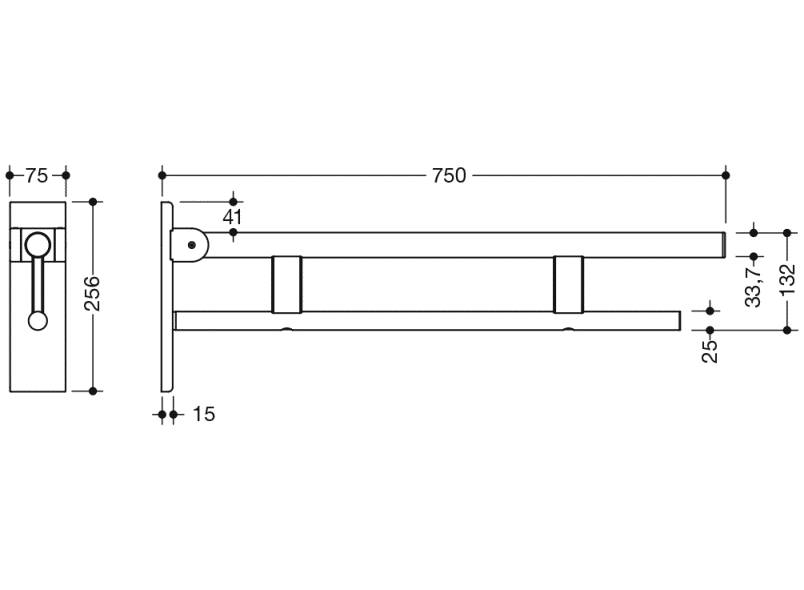 DOC M SH Hinged Support Rail Duo 750 mm Projection