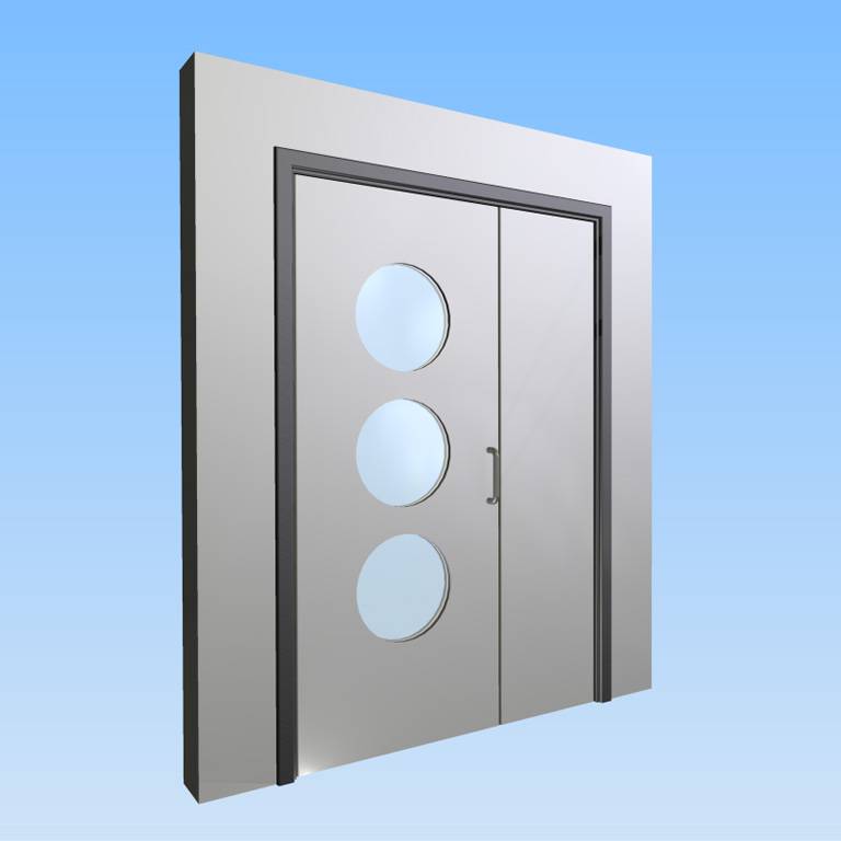 CS Acrovyn® Impact Resistant Doorset - Unequal pair with type VP7 Vision Panel