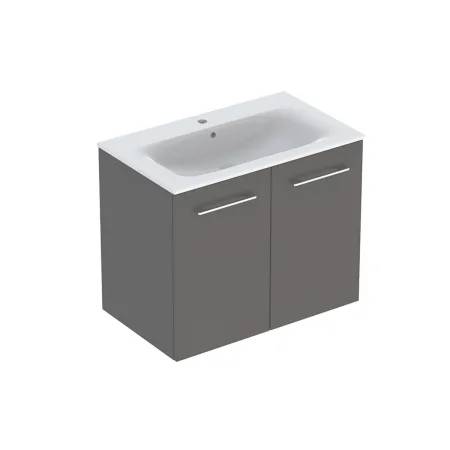 Geberit Selnova Square Set Of Vanity Basin, Slim Rim, With Cabinet, Two Doors		