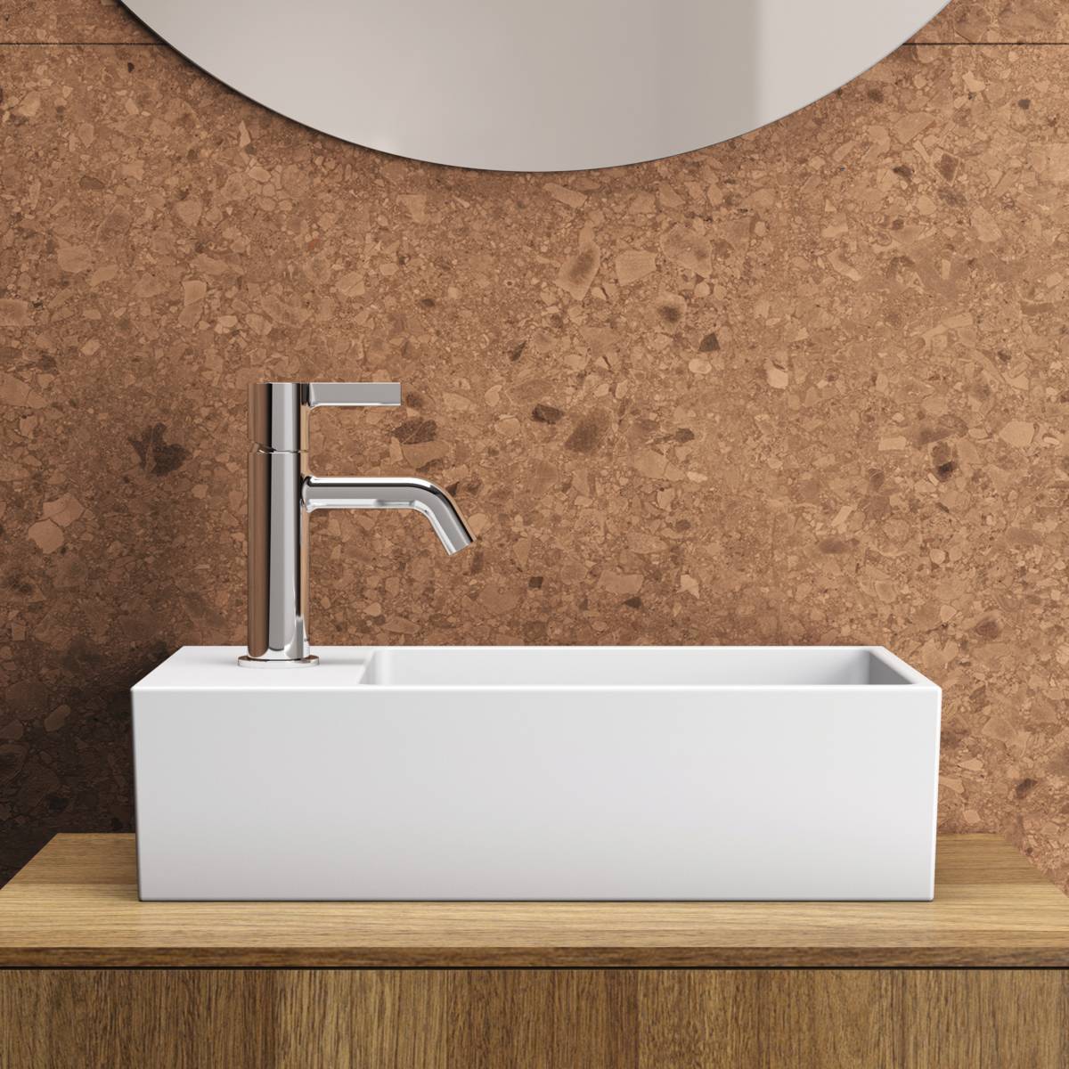 Extra 45 cm Guest Washbasin, Left Hand