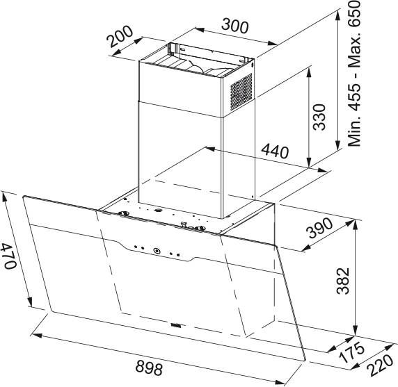 Maris Drip Free- FVAD A90 BK Wall Hood