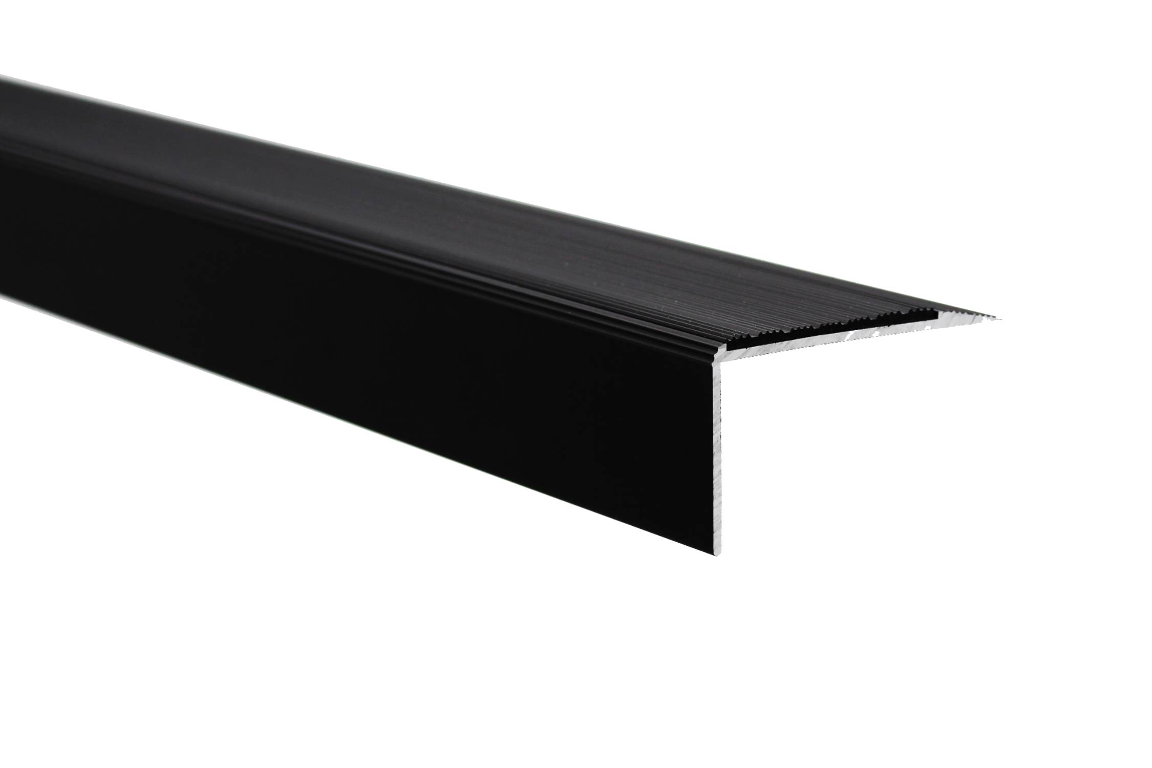 3.5 mm Gauge Ramped Back Aluminium Stair Nosings with PVC, Aluminium or Markagrip Gritted Inserts - Aluminium Stair Nosings