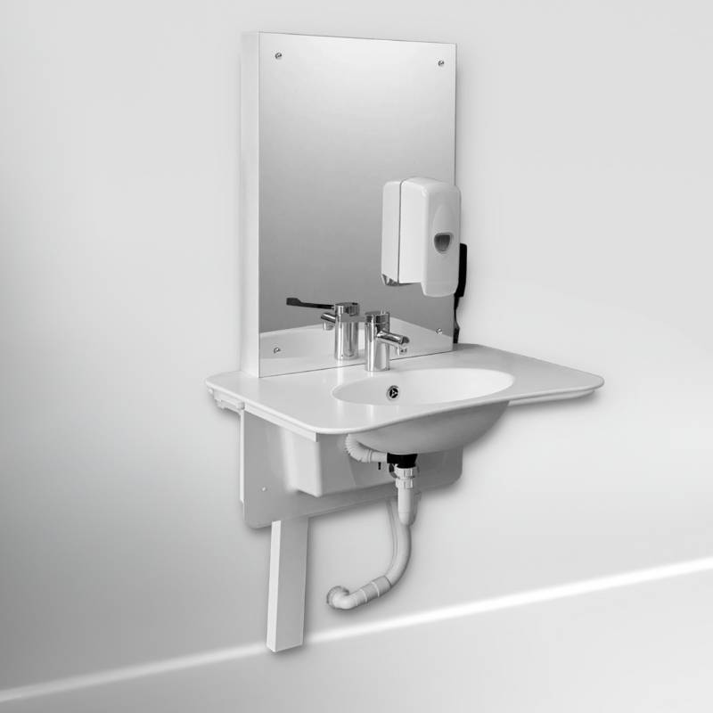 Astor ABW-CP Height Adjustable Washbasin with integrated mirror