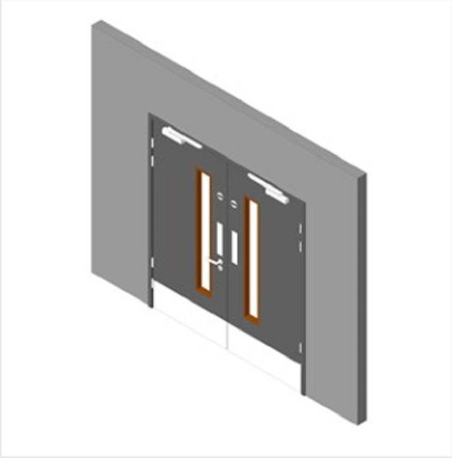 Education Range: Stairwell Double Doorset with 1 Vision Panel