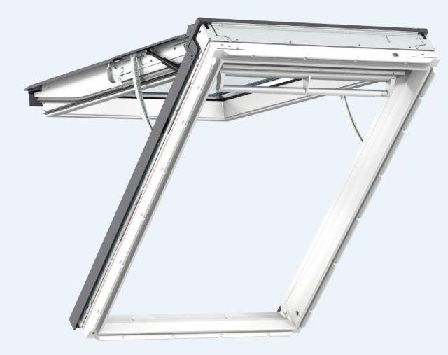 GPU INTEGRA® electric, white polyurethane, top-hung roof window