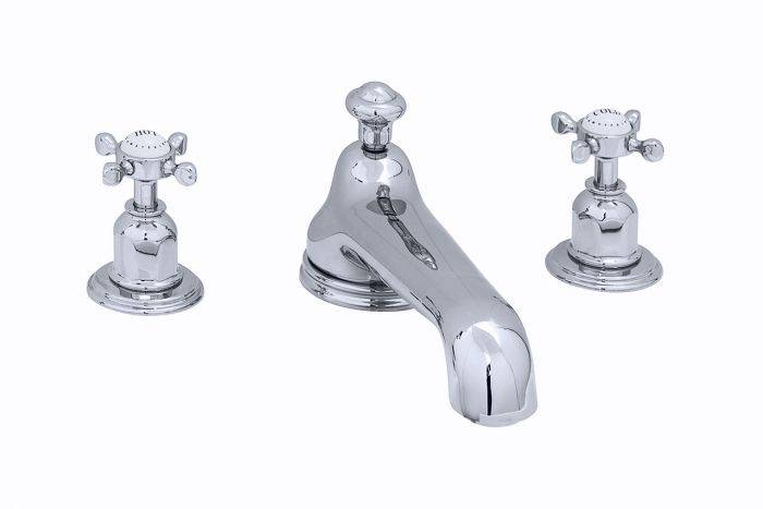Traditional Three-Hole Bath Set With Low Profile Spout And Lever Or Crosstop Handles - Bath Tap Set