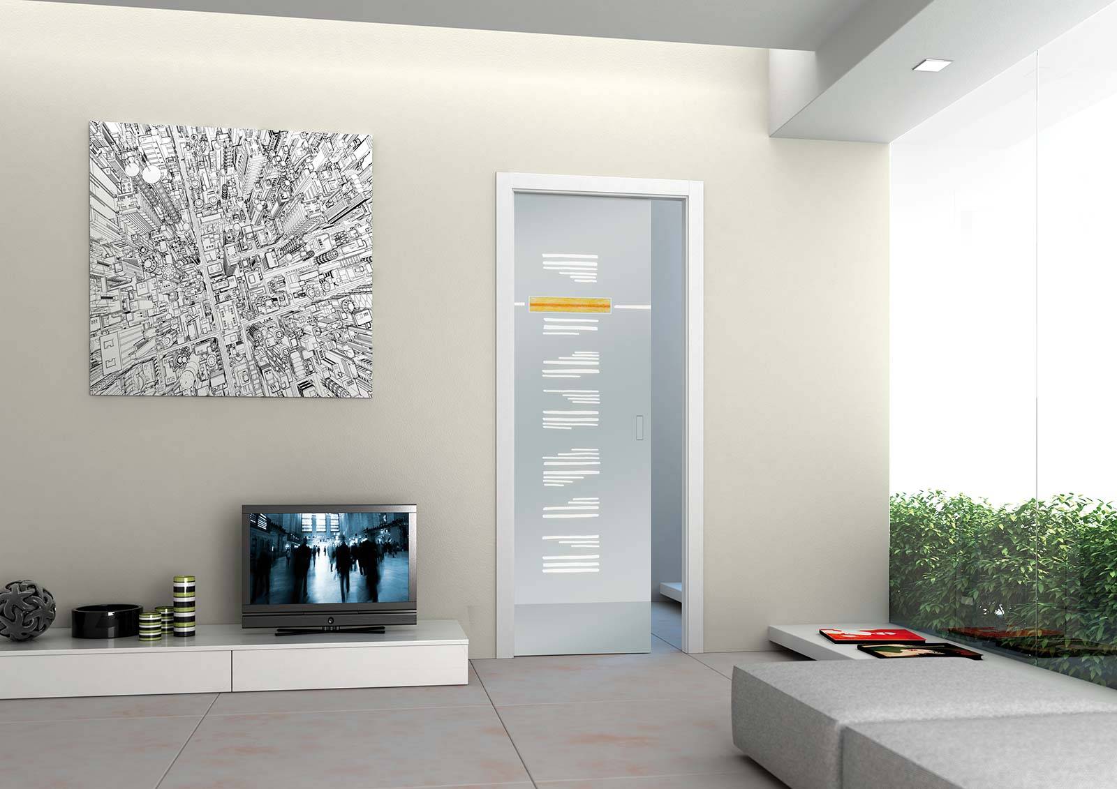 Sliding Pocket Door System with Glass Door Single