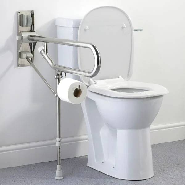 Hinged fold up double hairpin rail with fixed or adjustable leg (32 mm) (Chrome,White,Blue)