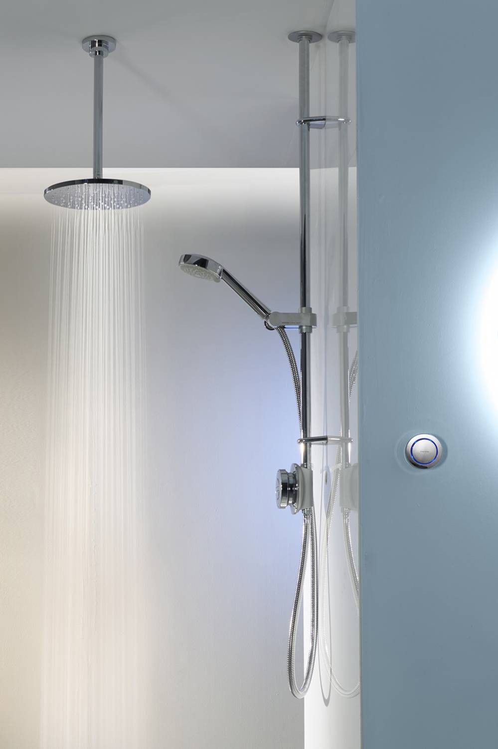 Quartz - Digital Divert Exposed With Adjustable Head And Ceiling Fixed Drencher
