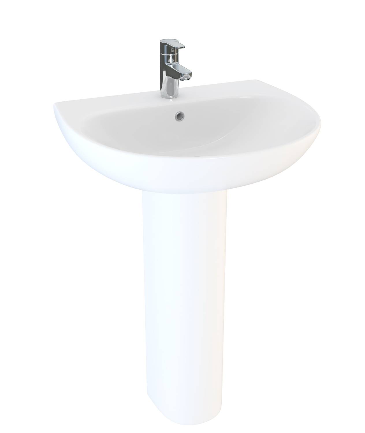 Cleo Round 60cm Washbasin 1 Tap Hole with Cleo Round Pedestal