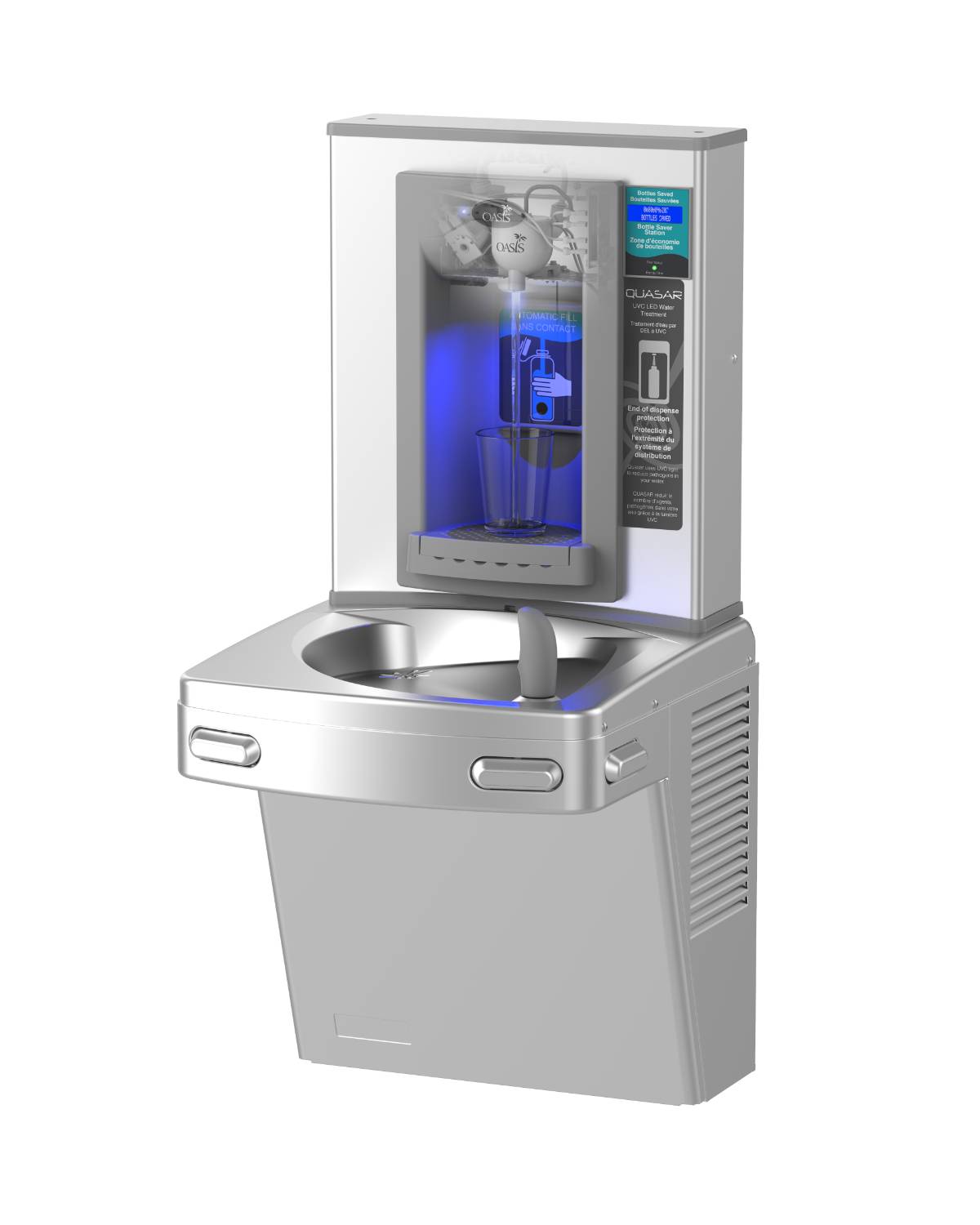 P8EBQY Hands-Free Bottle Filler + Manual Drinking Fountain With QUASAR UV Out