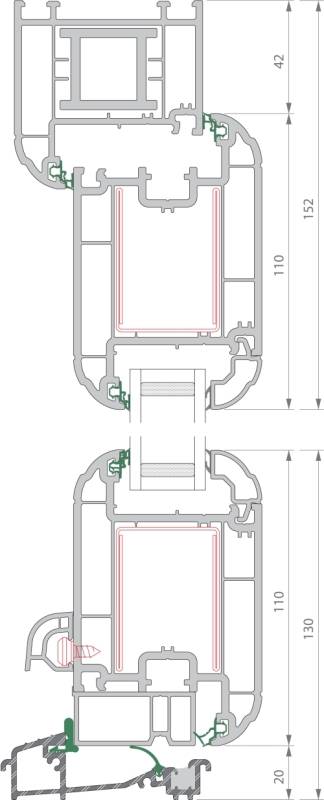 Heritage 2800 Flush Residential Door - R6 Open Out
