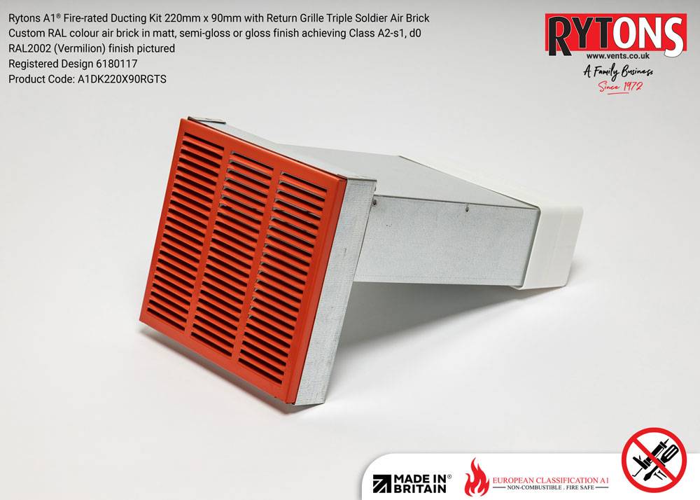 Rytons A1® Firerated Soldier Ducting Kit 220 x 90 mm with Triple Soldier Air Brick Rytons