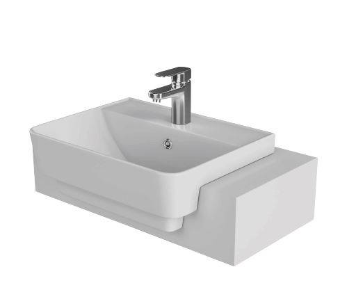 Zara Square 45 cm Semi Recessed Basin 1 Tap Hole