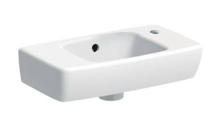Geberit Selnova Compact handrinse basin, small projection, with shelf surface