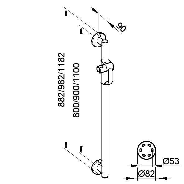 Grab Bar - Shower Slide Rail with bracket - PLAN CARE - Grab bar