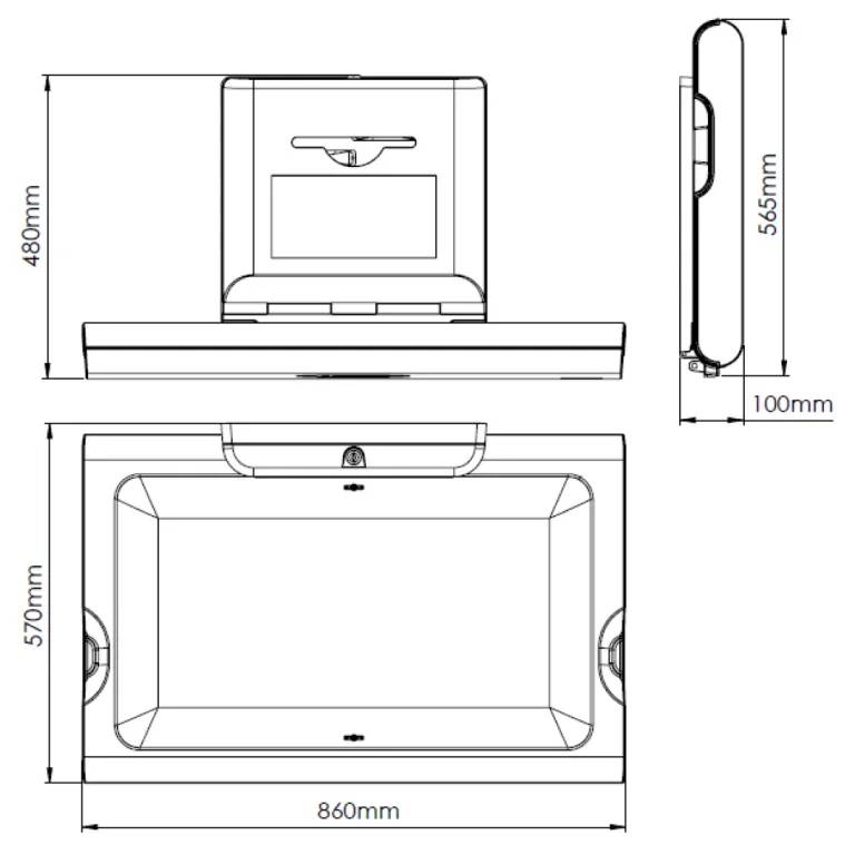 BC200SCH-SM Horizontal Stainless Steel Clad Baby Changing Table