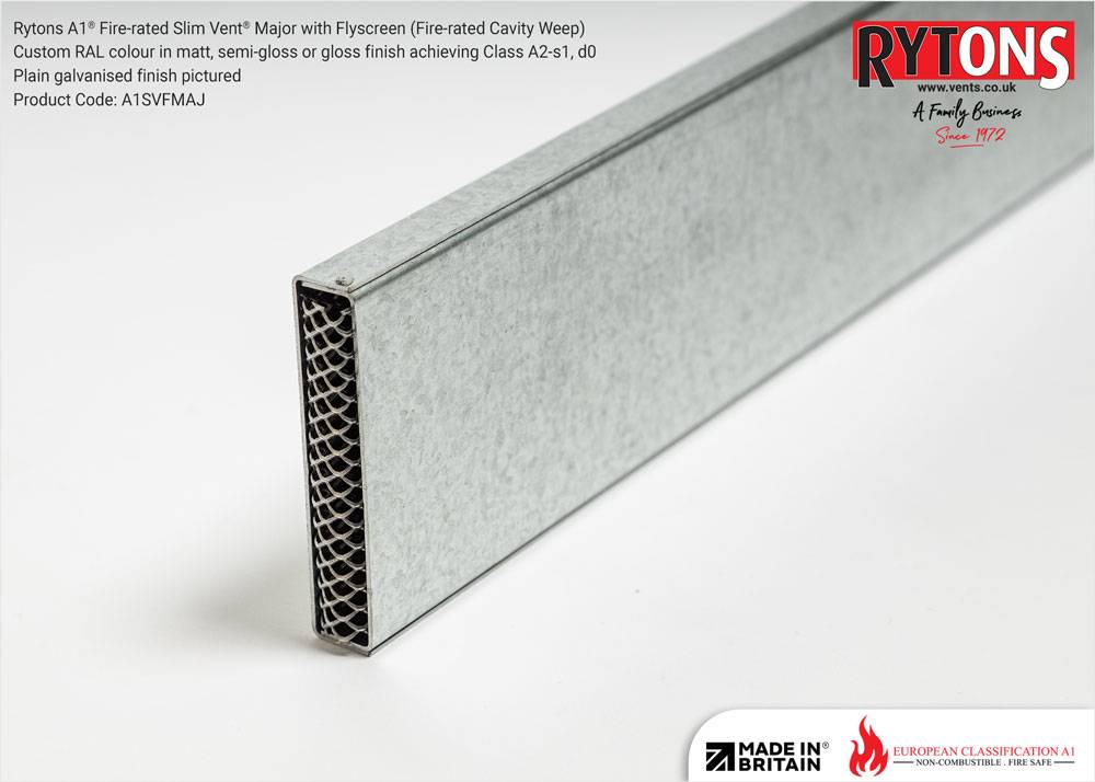 Rytons A1® Fire-rated Slim Vent® Major with Flyscreen (Fire-rated Cavity Weep)