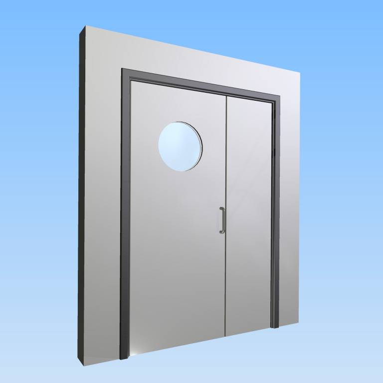 CS Acrovyn® Impact Resistant Doorset - Unequal pair with type VP6 Vision Panel