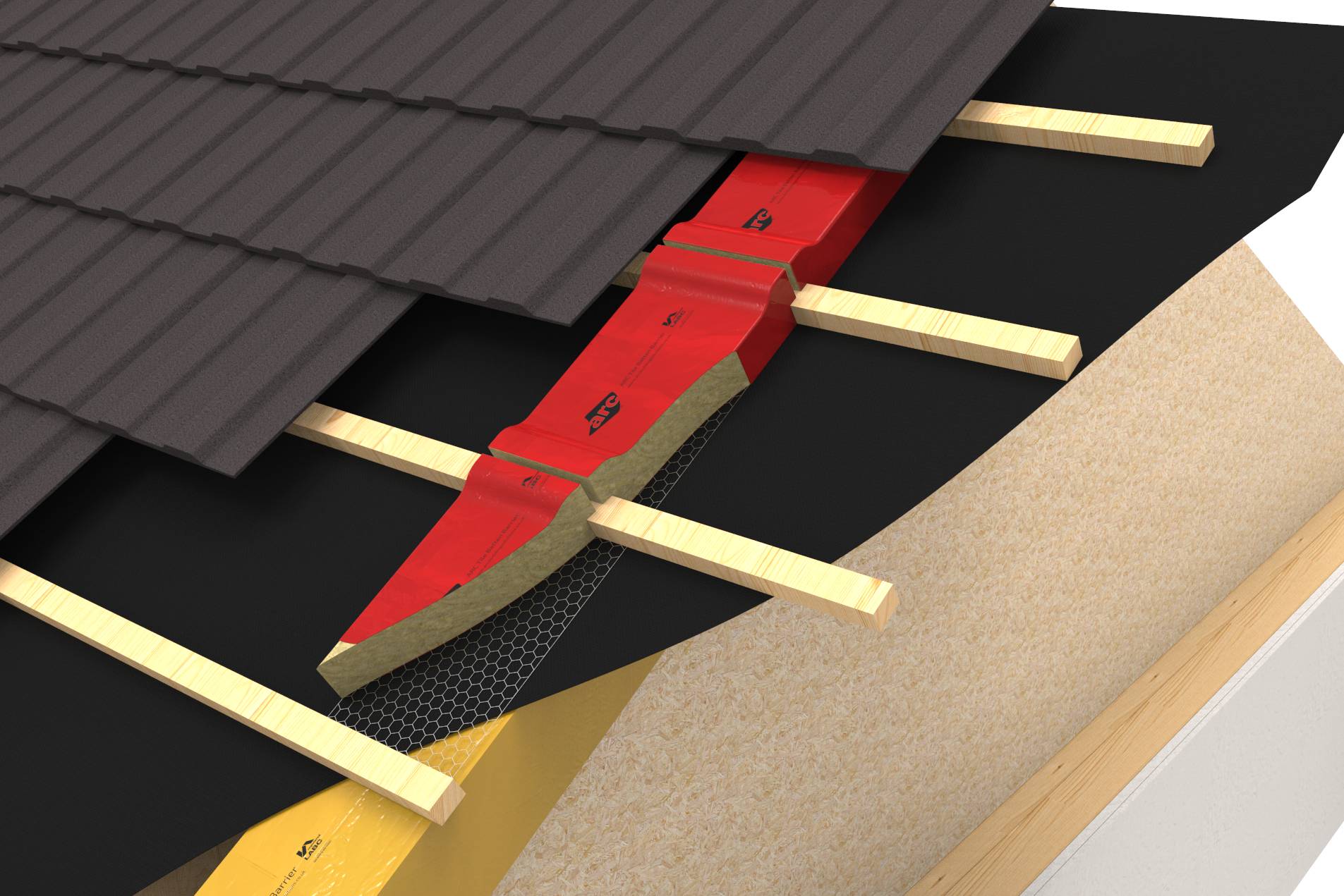 Wired Tile Batten Barrier - Mineral Wool fire stopping