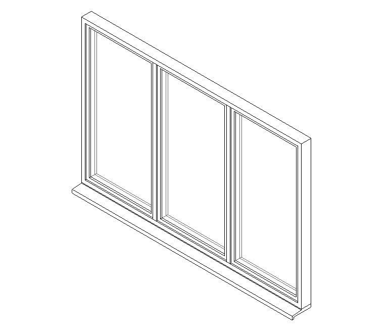 Triple Window System with Side Hung Opening Lights and Central Fixed Light