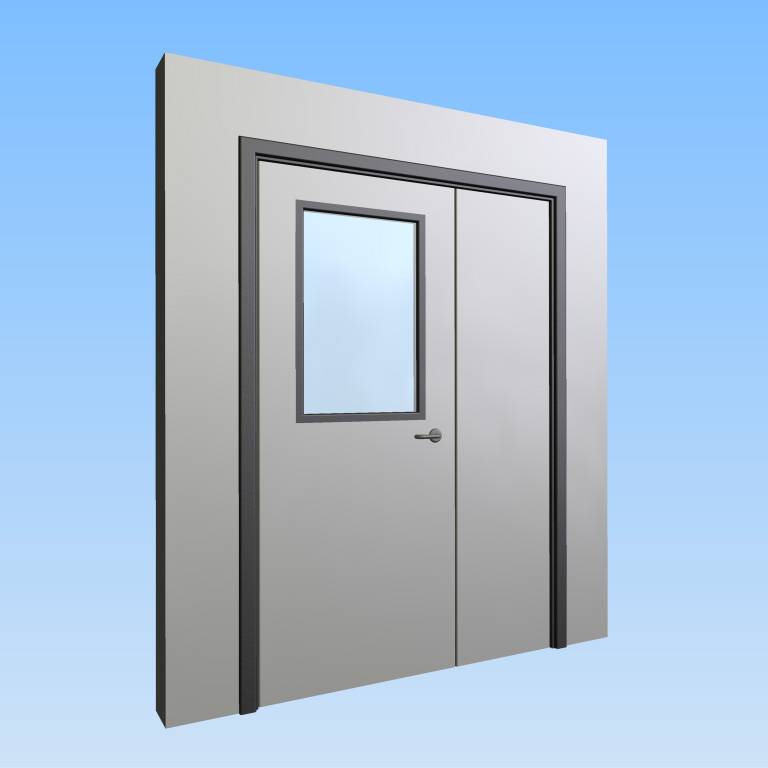 CS Acrovyn® Impact Resistant Doorset - Unequal pair with type VP1 Vision Panel