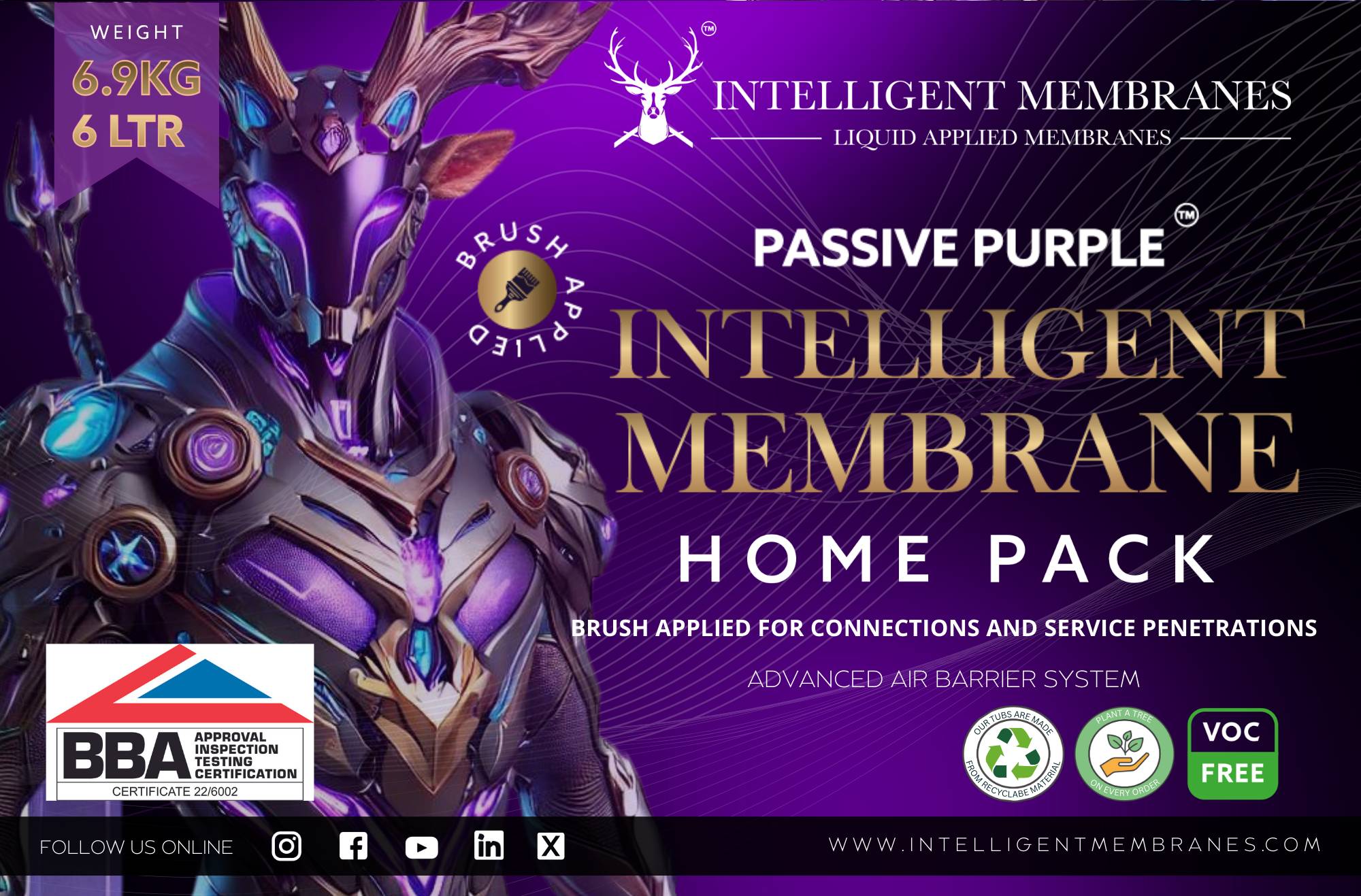 PASSIVE PURPLE® BRUSH Intelligent Airtight Liquid Vapour Control - Brush-applied Liquid Airtight Membrane