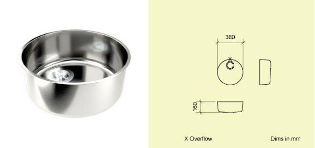 Sink Bowl LR38 - Circular Stainless Steel Kitchen Sink