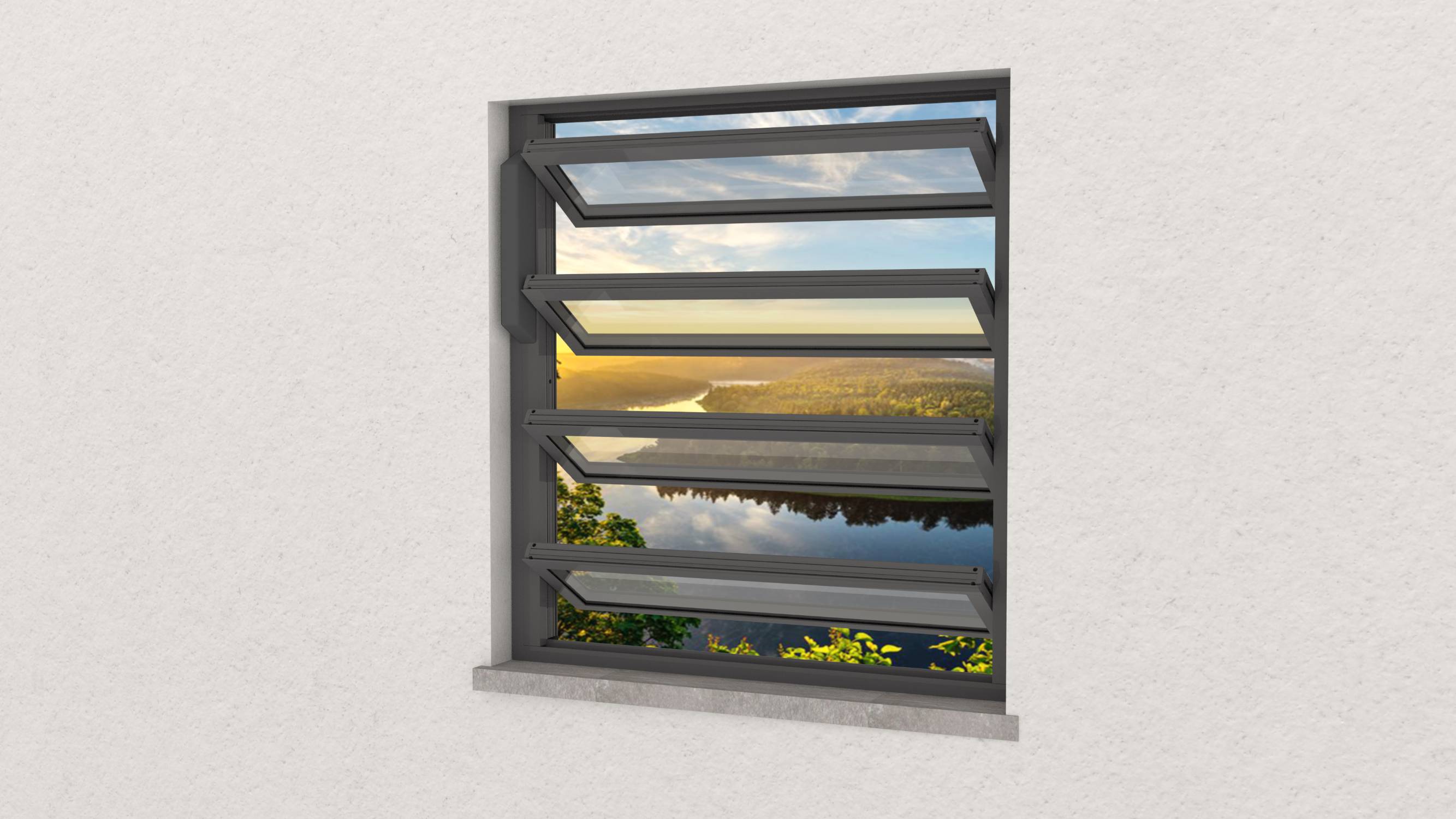 Louvre Window Airstream - AOV Smoke vent SHEV - Louvre