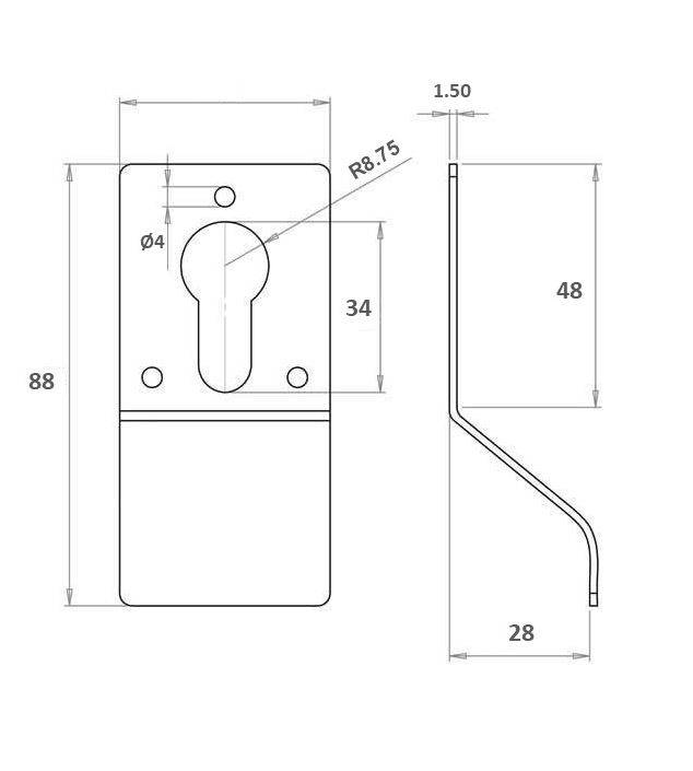 Euro Profile Cylinder Pull (HUKP-0105-01) - Escutcheon 