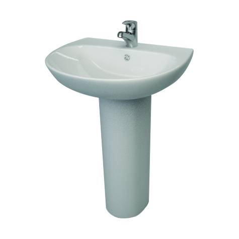 Cleo Round 55cm Washbasin 1 Tap Hole with Cleo Round Pedestal