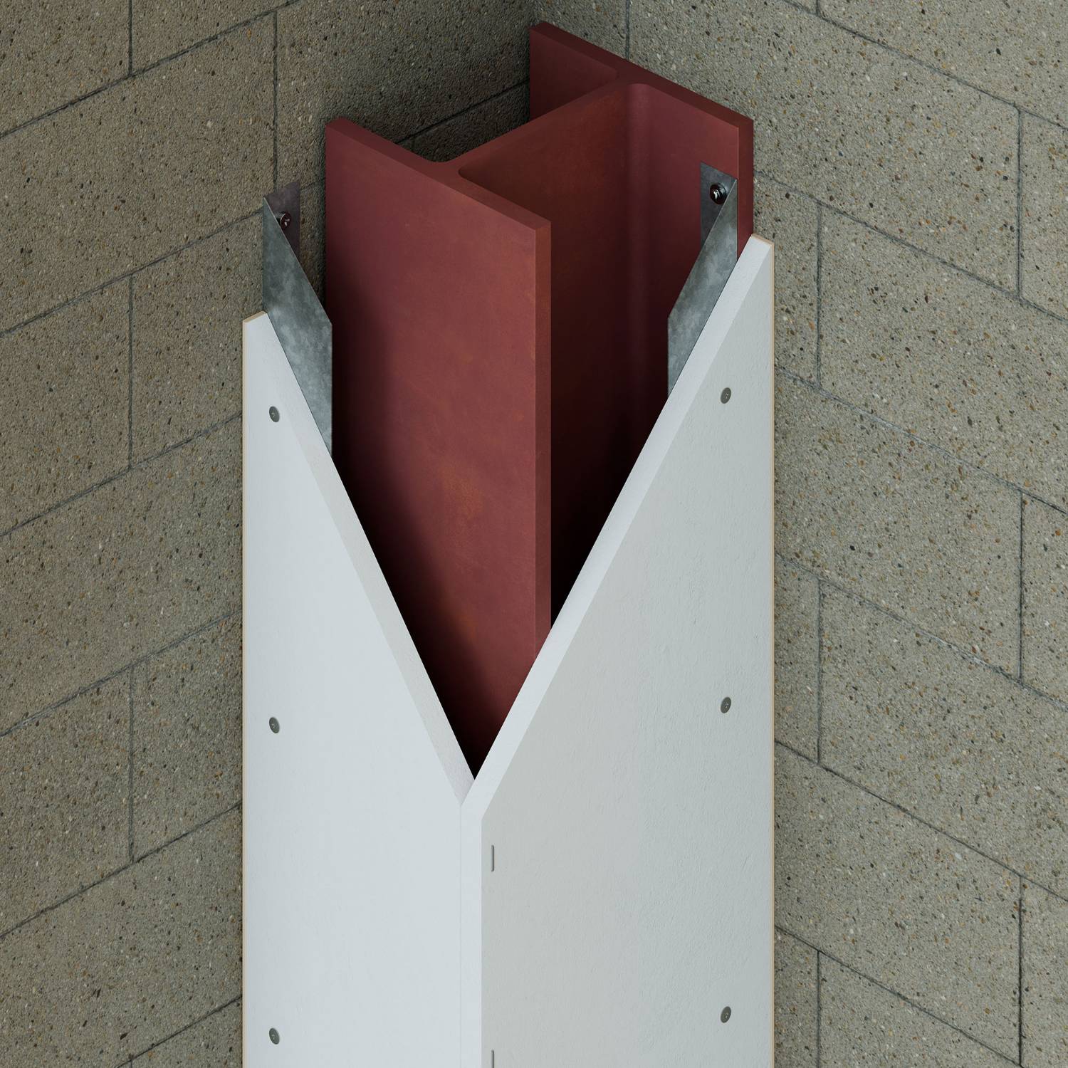 PROMATECT-250® - 2 Sided Column Protection up to 600 mm x 600 mm. Board fix to Angle, Angle fix to wall - ST P250-044S