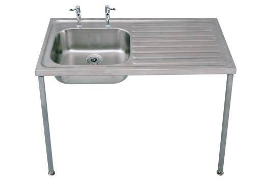 Single bowl and single drainer sink with 2 tap holes