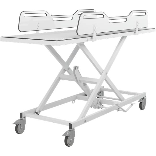 MCT 5 change trolley, manually height adjustable. Manually height adjustable with foot pedal (hydraulic) - Shower And Changing Table