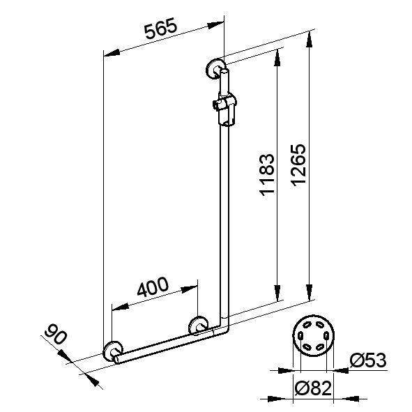 Angled Grab Bar - Shower Slide Rail with Bracket - PLAN CARE  - Grab bar