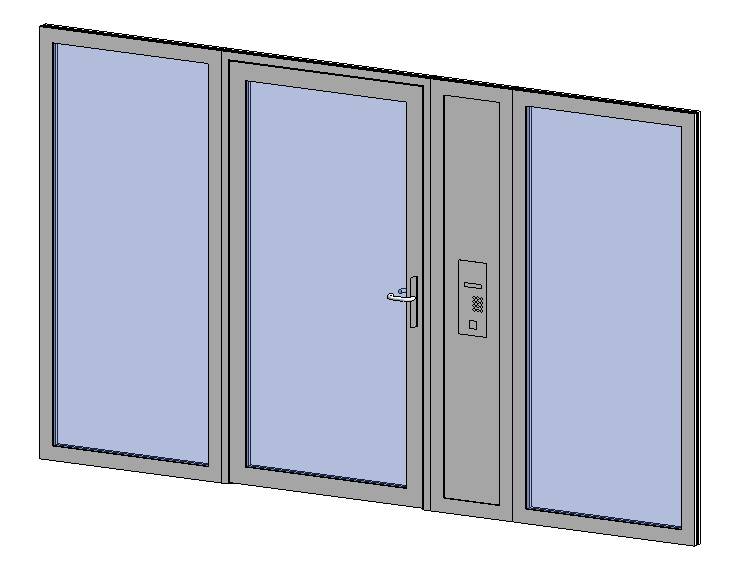 Premier Vision - Side Panel + Single Door + Side Panel + Side Panel - Steel glazed communal entrance door
