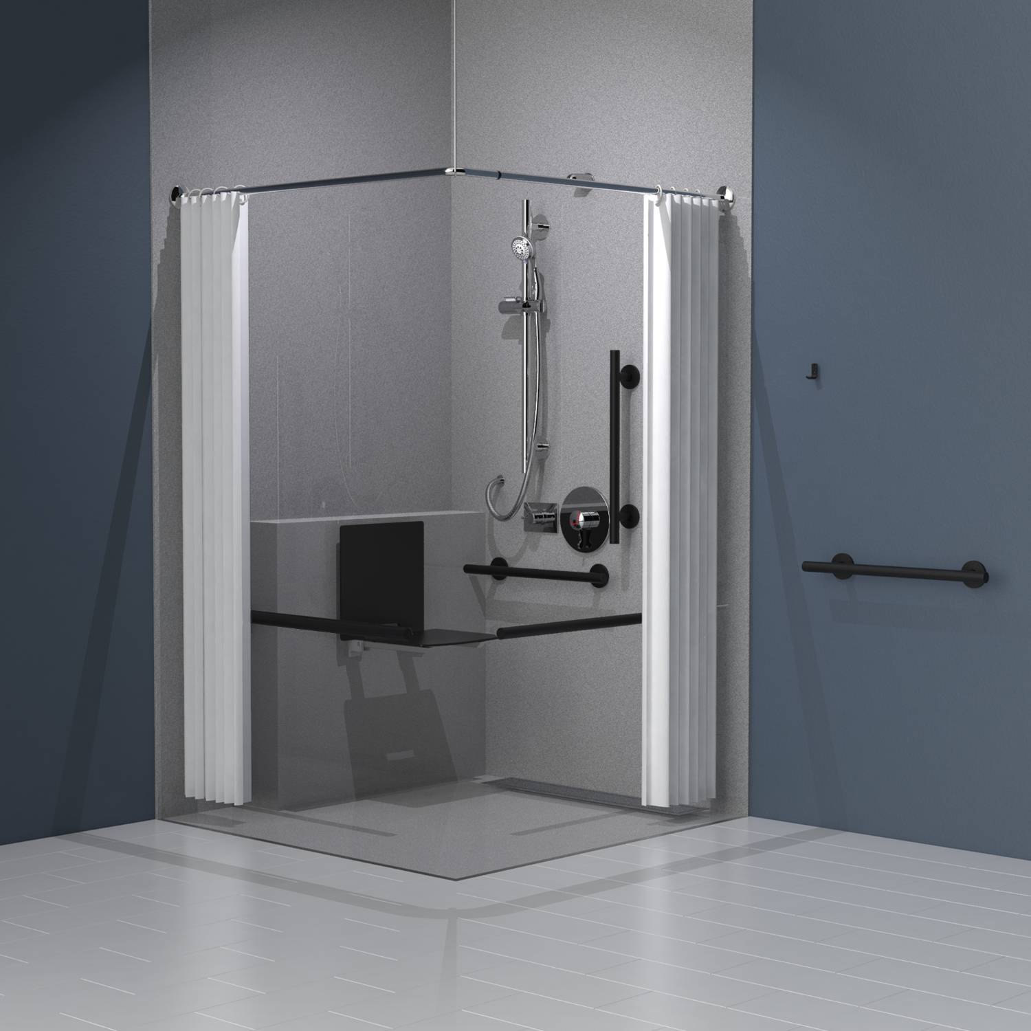 STYLE Concealed Valve Doc M Shower Pack with Stainless Steel Luxury Concealed Fixing Grab Rails and Slimline Shower Seat